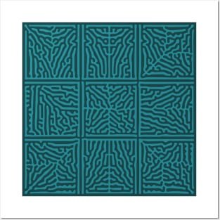 Turing Pattern Squares (Green) Posters and Art